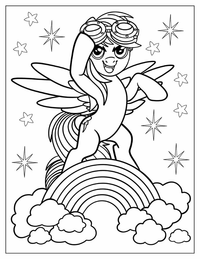 Rainbow Dash Standing On A Rainbow With Aviation Goggles