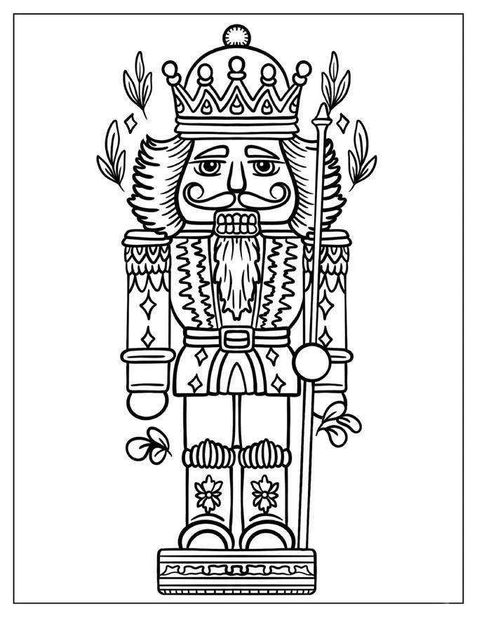 Detailed Nutcracker Wearing A Crown Coloring Sheet