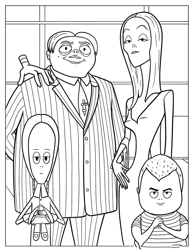 Gulf Film Addams Family Cartoon Coloring Sheet For Kids