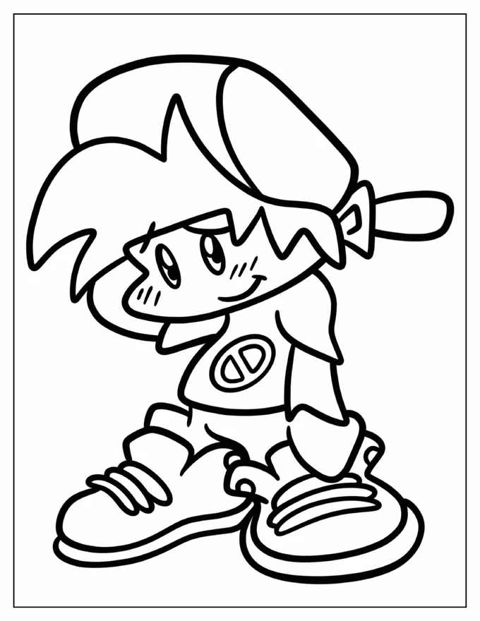 Friday Night Funkin Shy Boyfriend Coloring Page For Kids