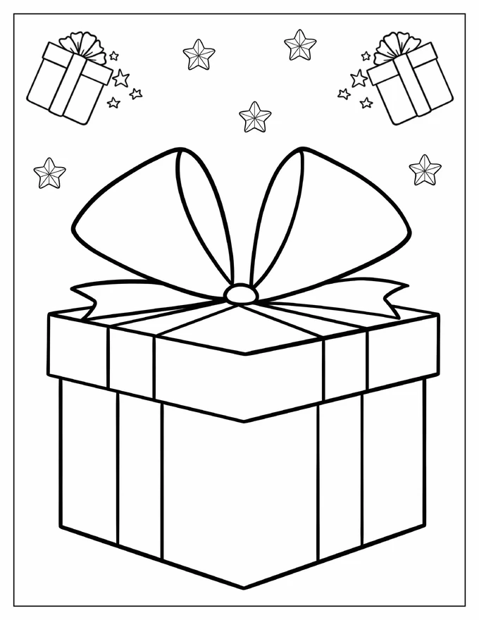 Simple Outline Of a Present To Color