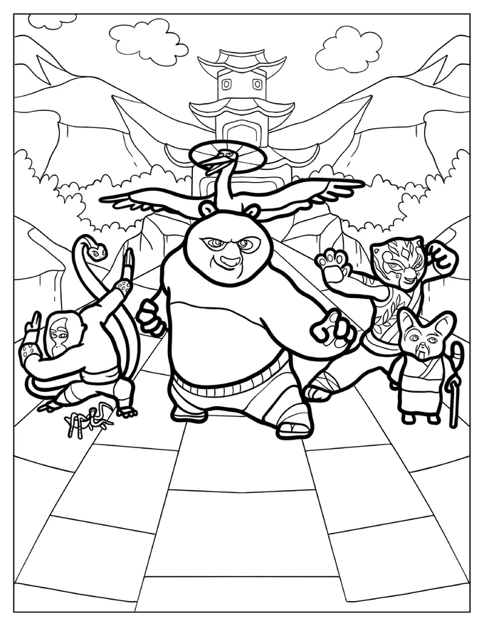 Coloring Page Of Kung Fu Panda Poster