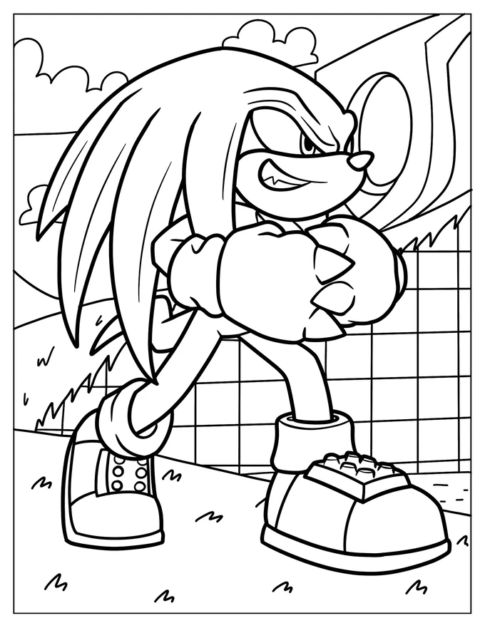 Detailed Smirking Knuckles Coloring Sheet