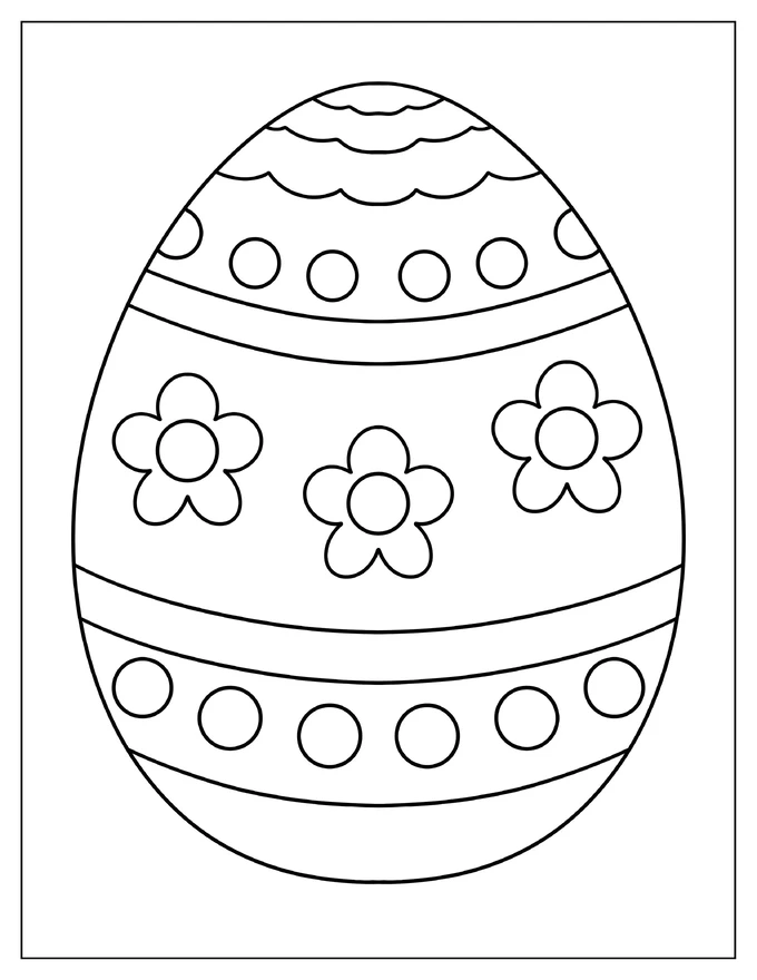 Full Page Flowers And Circles Easter Egg Template