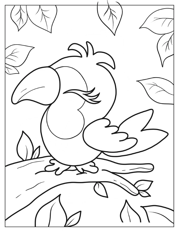 Cute Baby Toucan Coloring Sheet