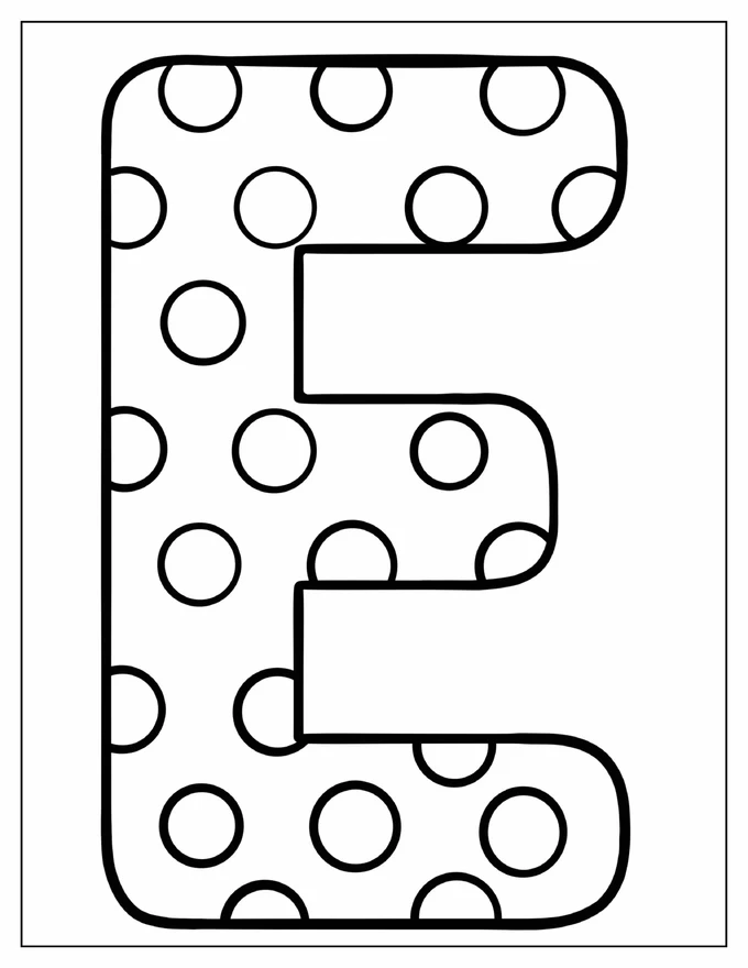 Easy Polka Dot Letter E Coloring Page For Kids