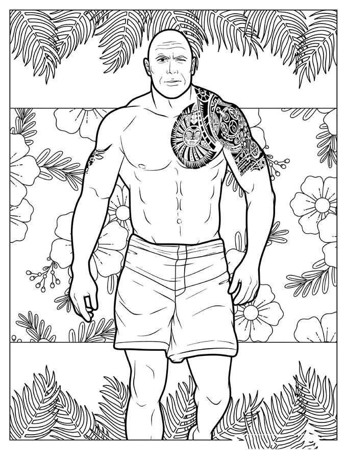 Dwayne  The Rock  Johnson Winking Coloring Page