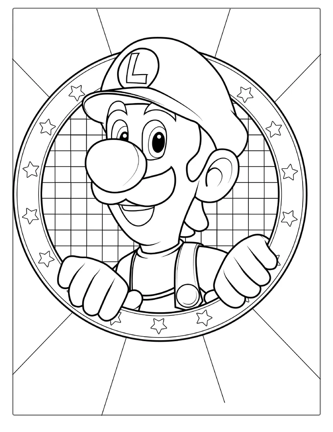 Smiling Luigi Face To Color