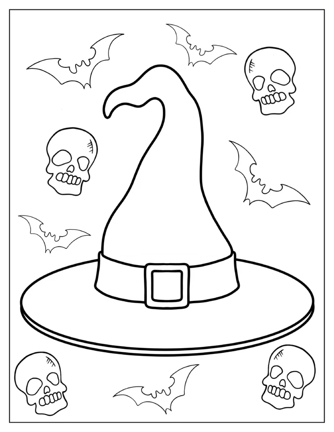 Witches Hat Coloring Page For Kids