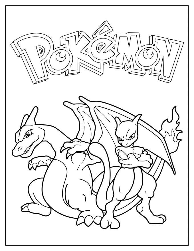 Mewtwo And Charizard Pokemon Poster