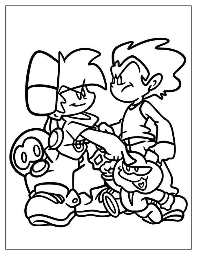 Easy Boyfriend, Pico, Skid, And Pump Coloring Page