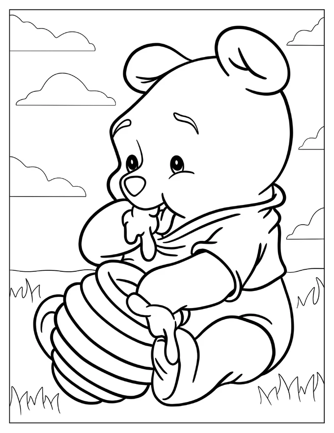 Baby Winnie The Pooh Eating Honey