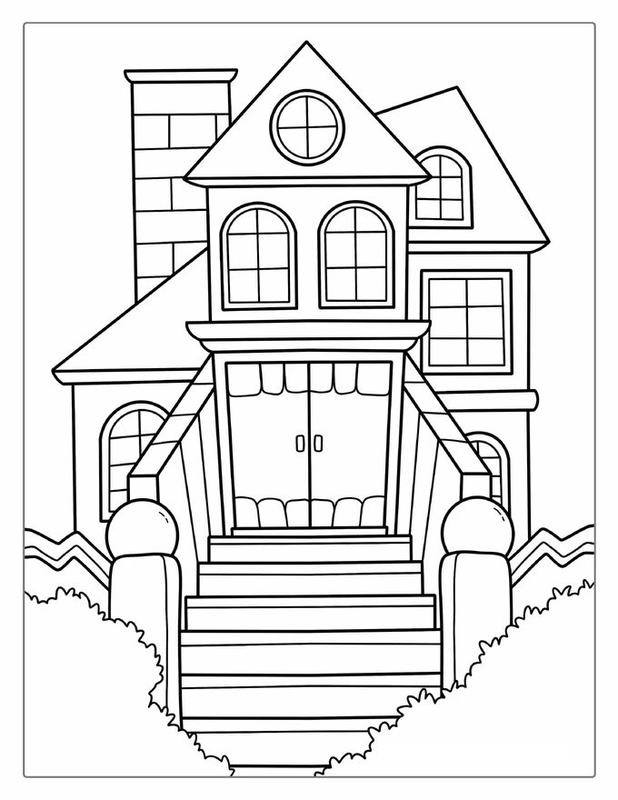 Creep Haunted House Coloring Sheet