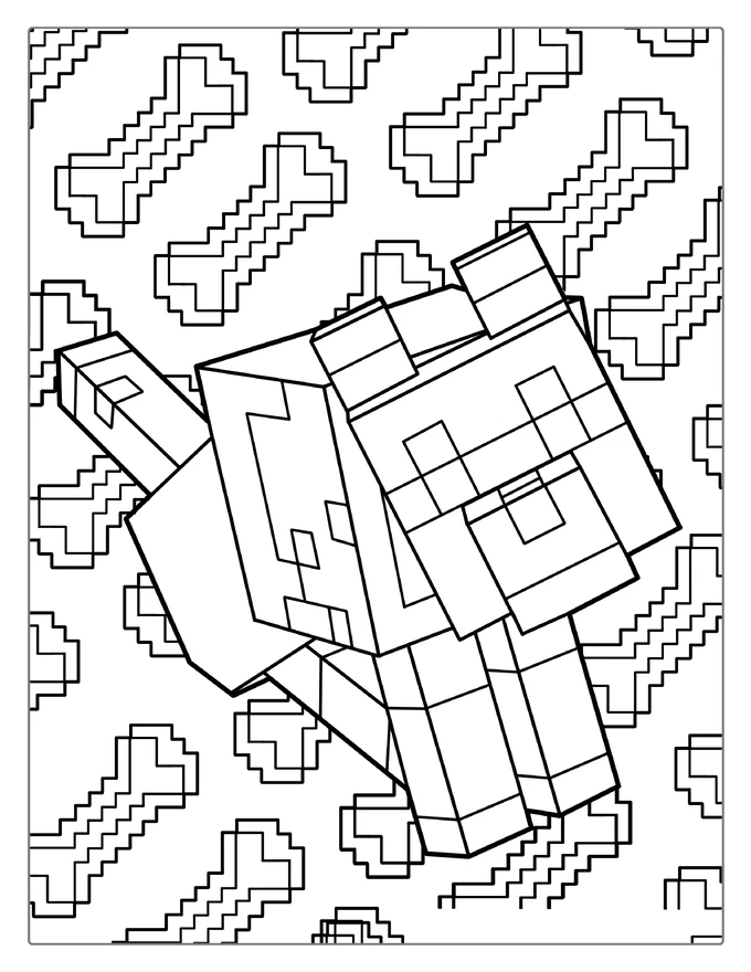 Cute Minecraft Dog Coloring Sheet