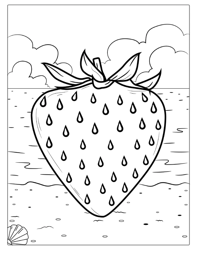 Strawberry With Seeds Coloring Page