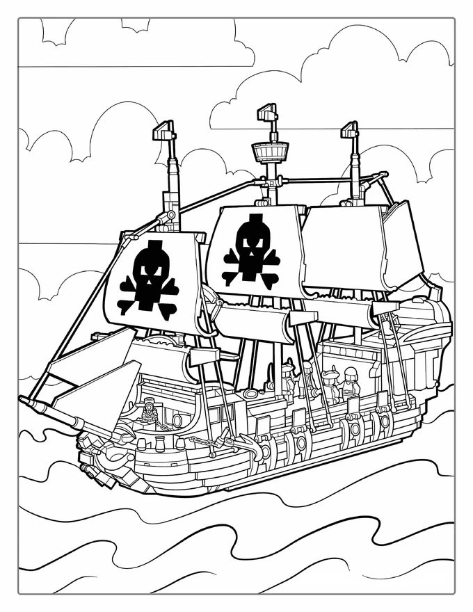 Lego Pirate Ship Coloring Page For Kids