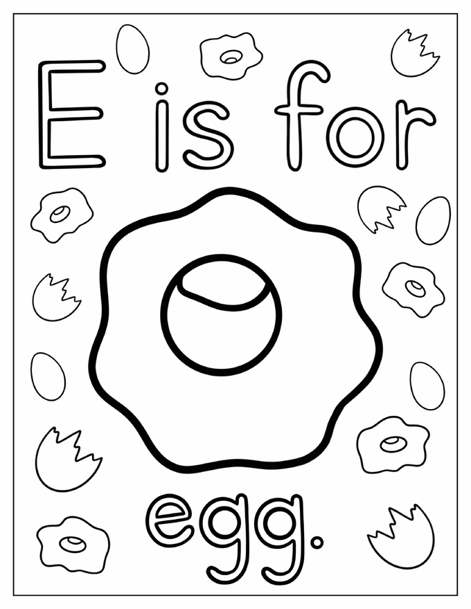 E Is For Egg Coloring Page For Kids