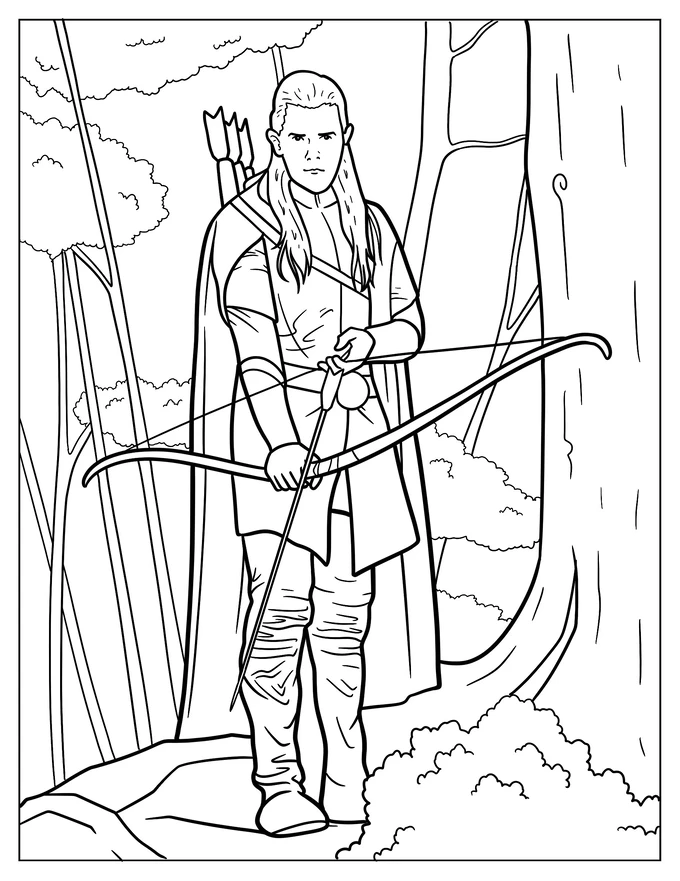 Legolas In The Forest Holding A Bow And Arrow