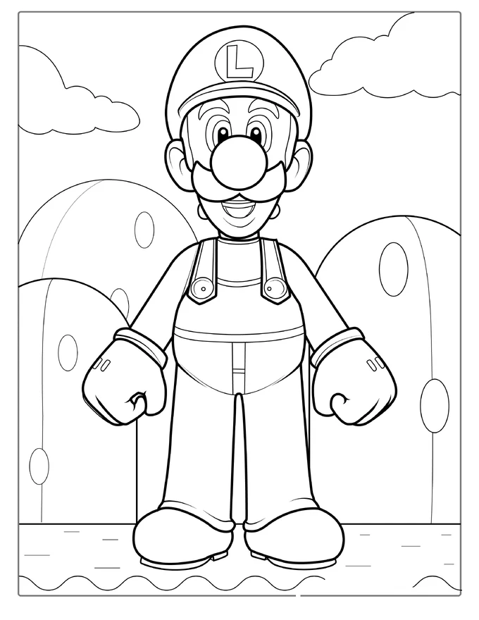 Smiling Luigi Coloring Page