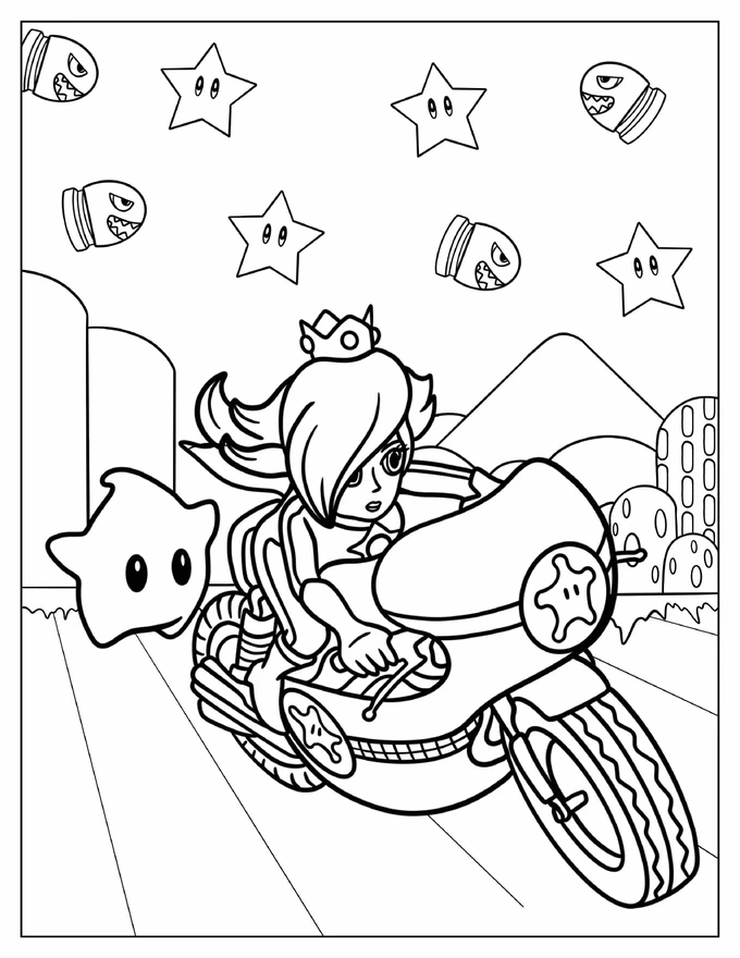 Rosalina Riding Bike With Luma In Mario Kart