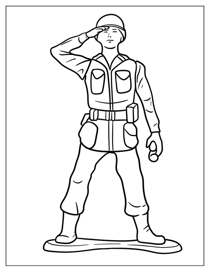 Plastic Toy Soldier Saluting Coloring Sheet