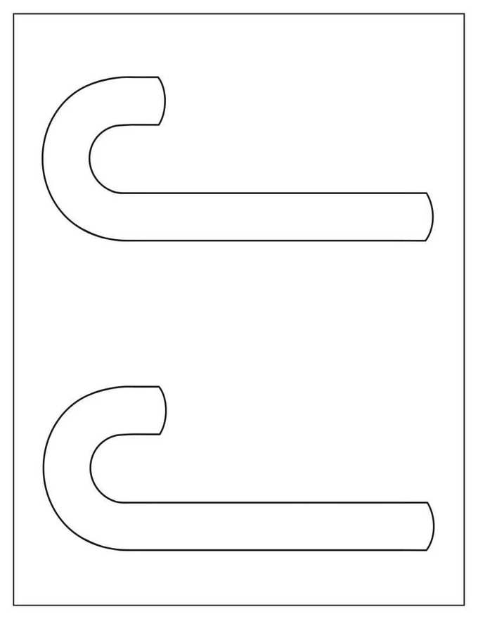 Two Half-Page Long Plain Candy Cane Template For Kids