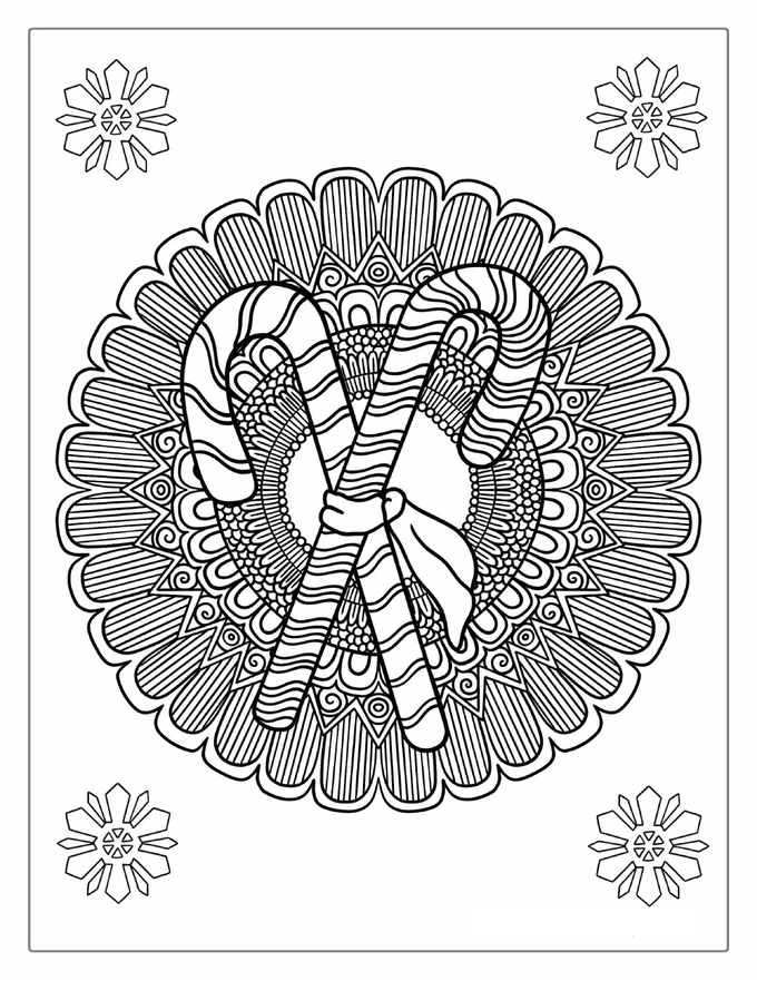 Candy Cane Mandala Coloring Sheet