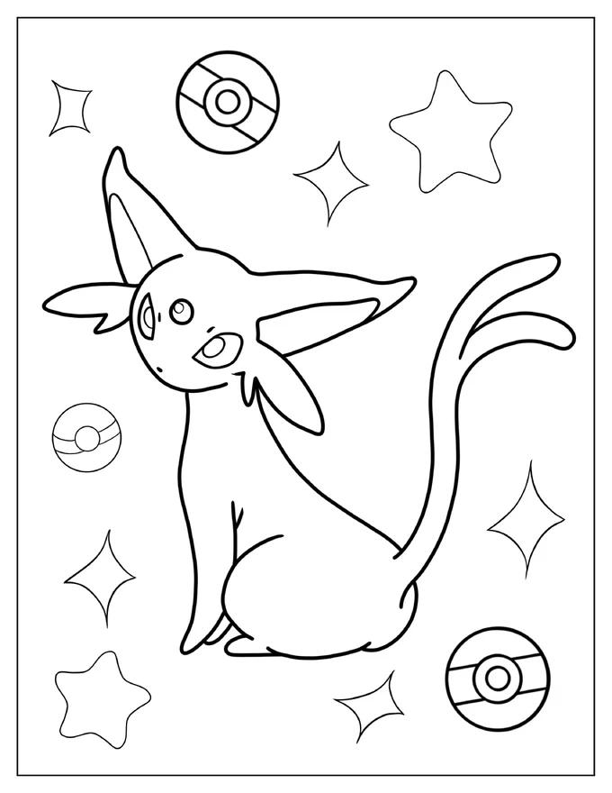 Espeon Eevee Coloring In For Kids