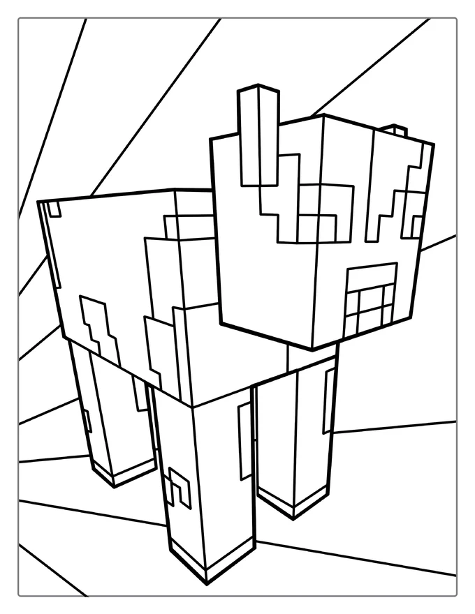 Minecraft Cow Coloring Page For Kids