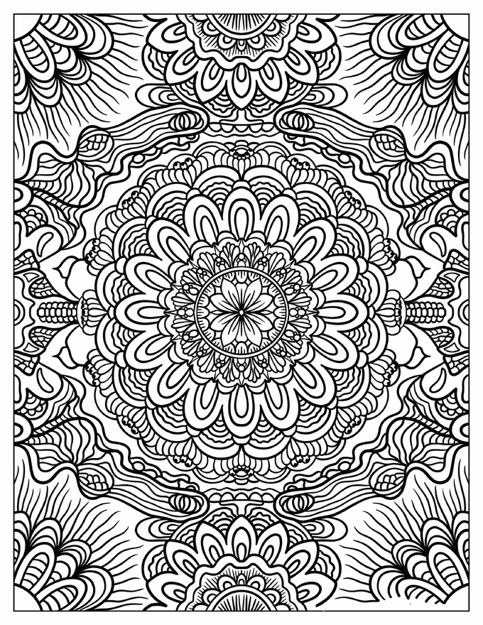 Psychedelic Full Page Mushroom Mandala