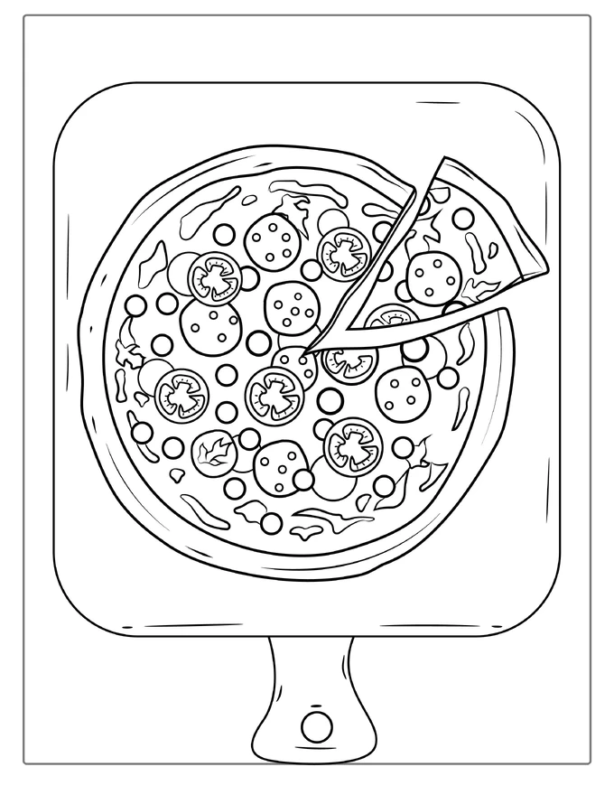 Simple Outline Of Pizza To Color For Kids