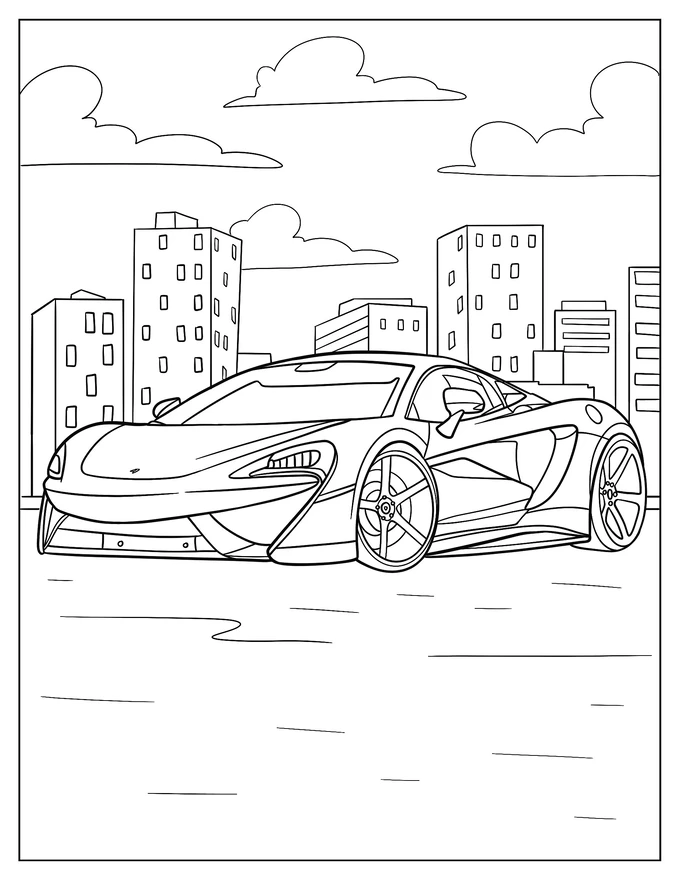 Parked McLaren 570S Coloring Page