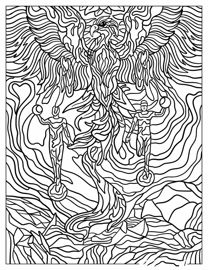 Trippy Wavy Style Pyramid Coloring Page