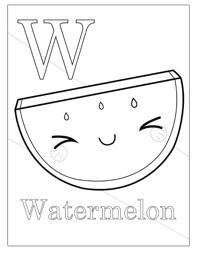 Outline Of Simple Watermelon For Preschoolers