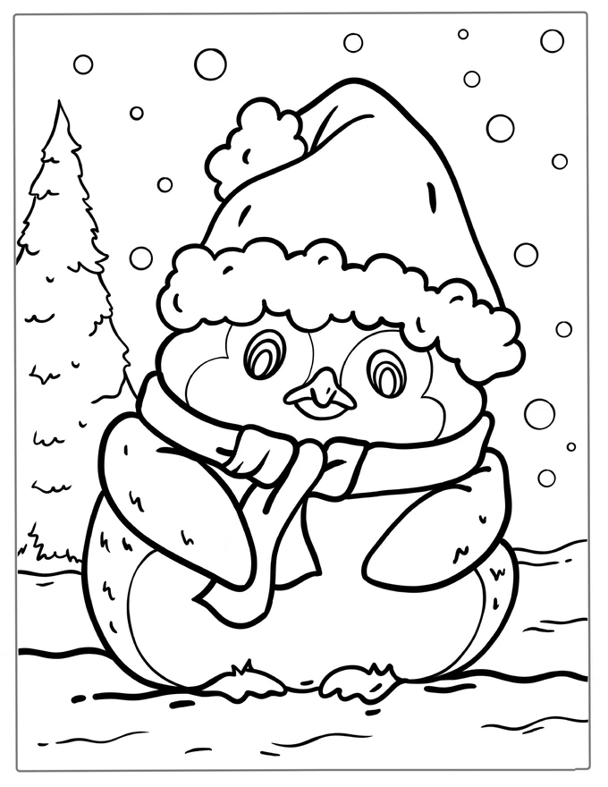 Cute Baby Penguin To Color In For Toddlers