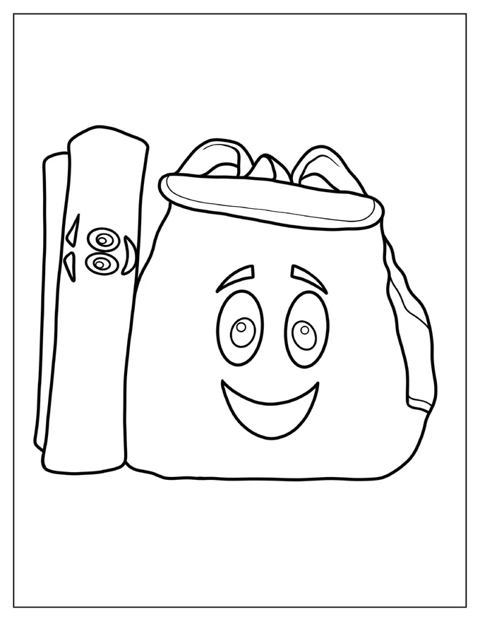 Simple Coloring Page Doras Map And Backpack