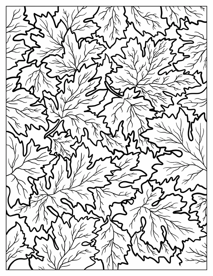 Maple Leaves Pattern Coloring Page