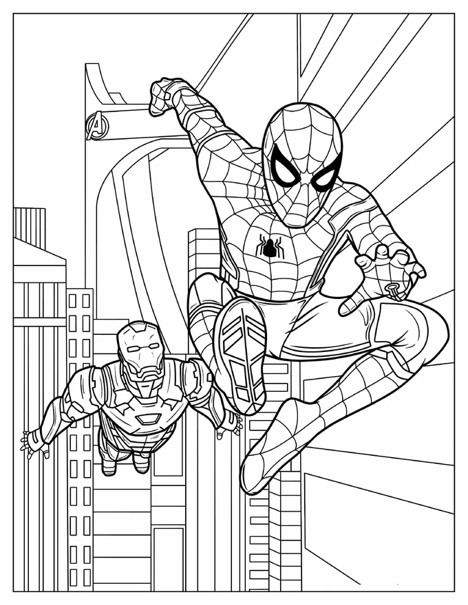 Coloring Page Of Iron Man And Spider-Man