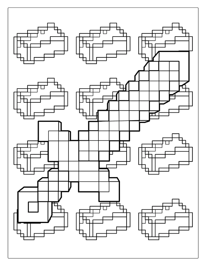 Outline Of Minecraft Diamond Sword To Color