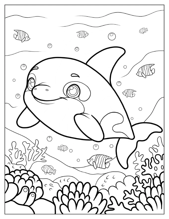 Smiling Cartoon Orca Coloring Page