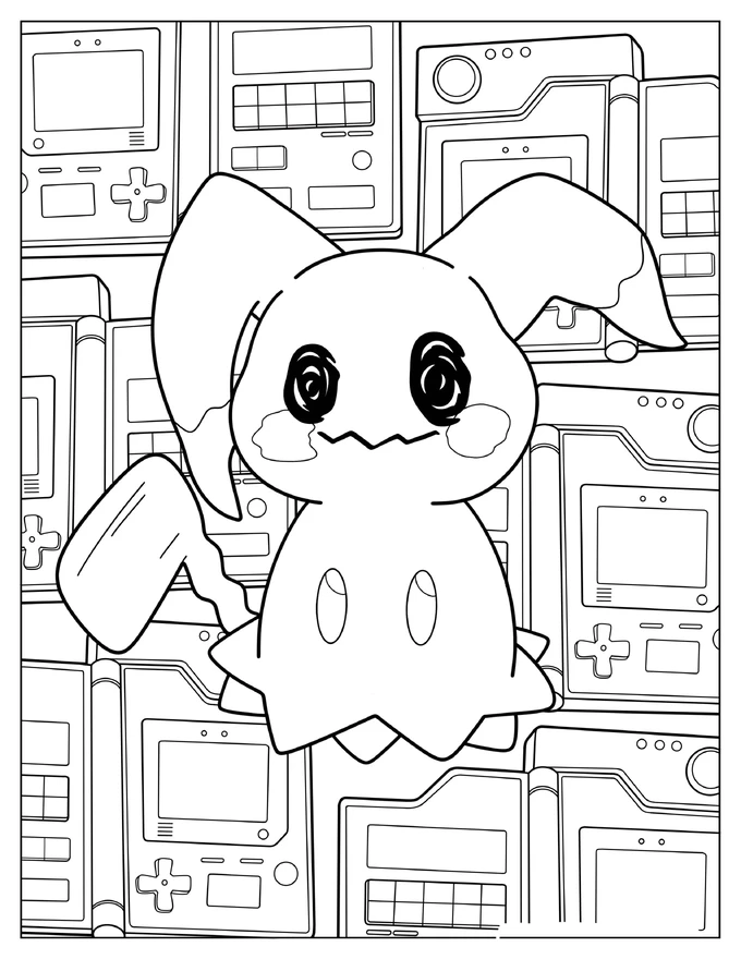 Mimikyu With Gaming Console Background