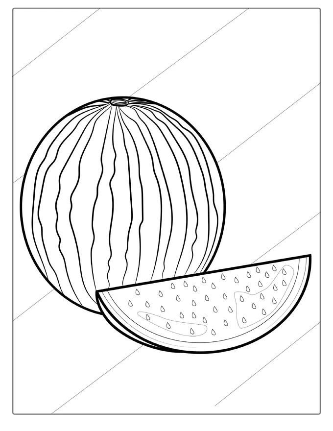 Simple Watermelon Coloring For Toddlers