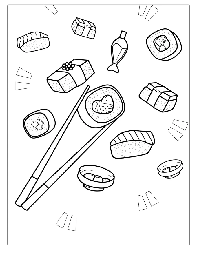 Japanese Sushi Coloring Page