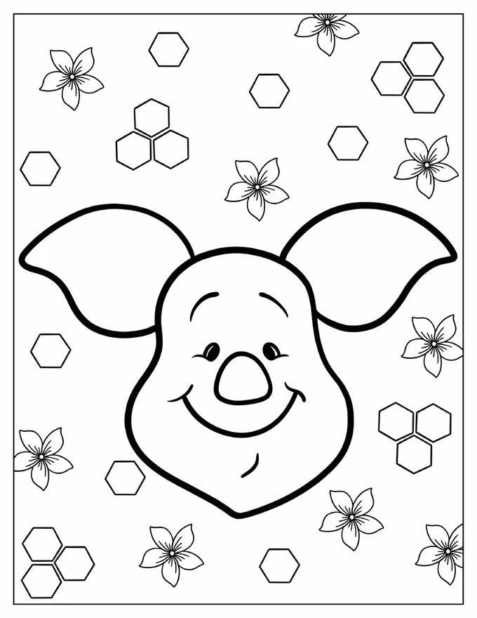 Piglet’s Smiling Face Coloring Page For Kids