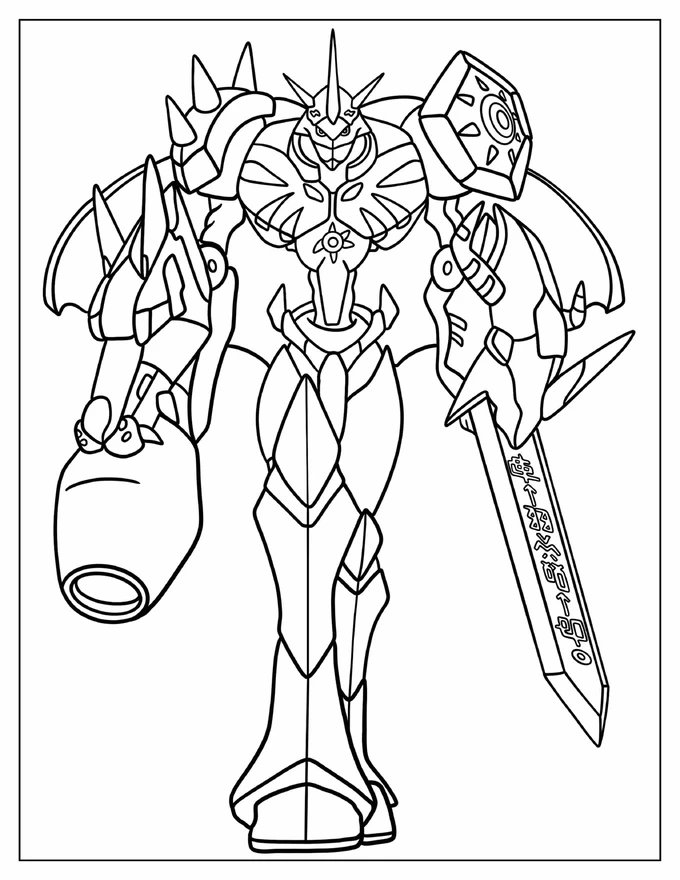 Simple Digimon Omnimon Coloring Sheet