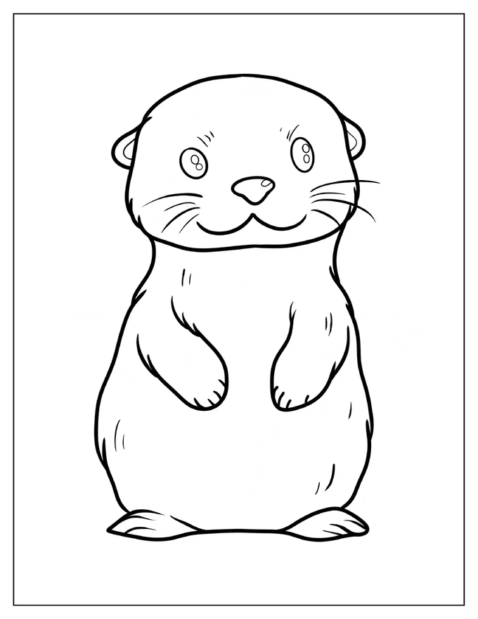 Smiling Otter Outline Coloring Sheet