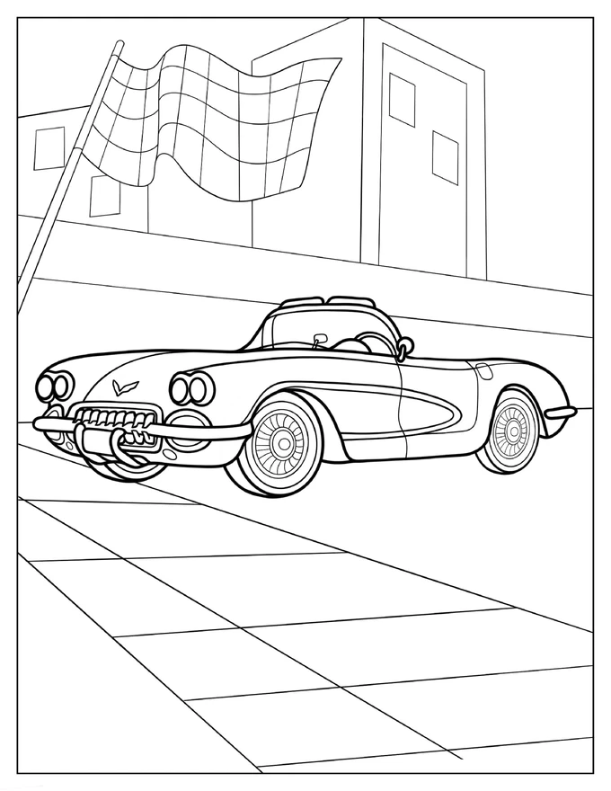 1955 Corvette V8 Coloring Sheet