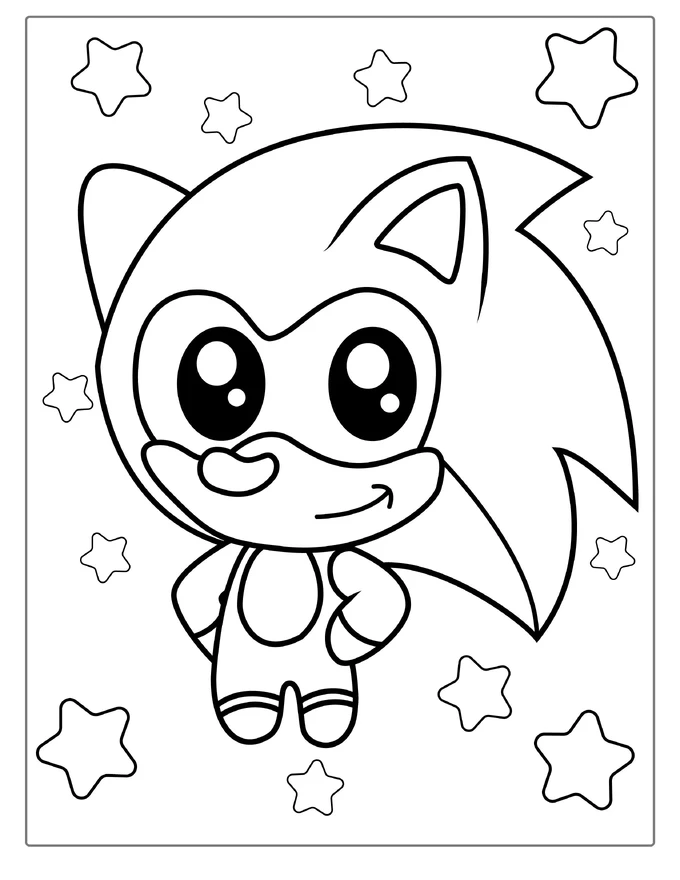 Cute Kawaii Sonic Coloring Page