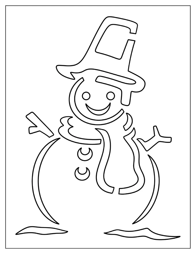 Full Page Happy Snowman Christmas Stencil