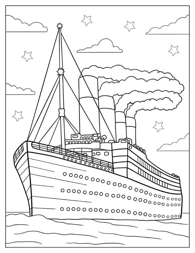 Coloring Page of Titanic Front View